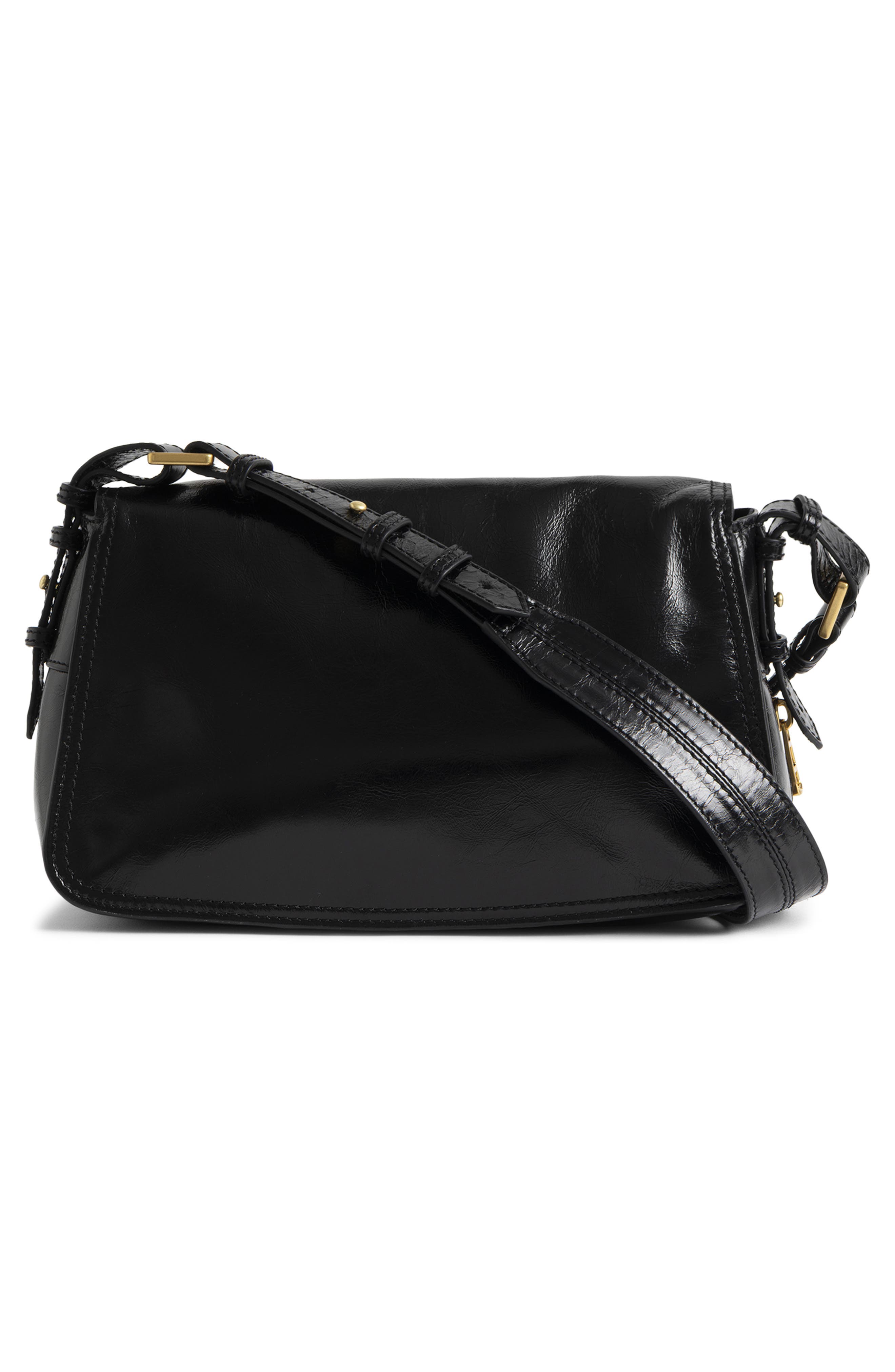 Zadig & Voltaire Le Zouzou Patent Leather Bag, Alternate, color, Black