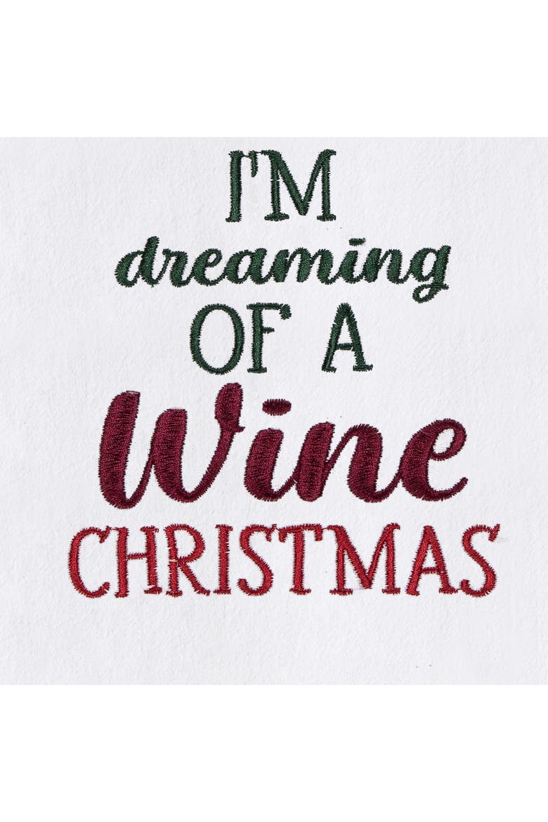 Wine Drink with Ribbon Party Phrases Christmas Towel, Alternate, color, Red