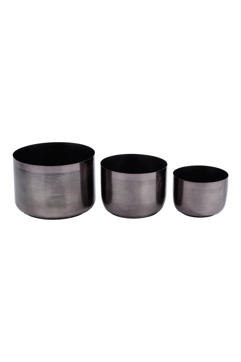 Black Metal Modern Planter, Main, color, BLACK