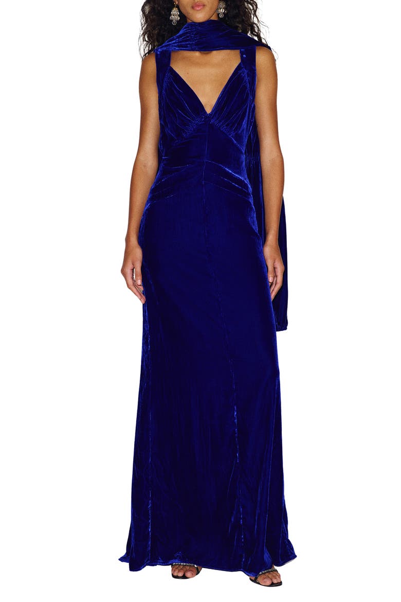 x Alexa Chung Legacy Velvet Gown, Main, color, ELECTRIC BLUE