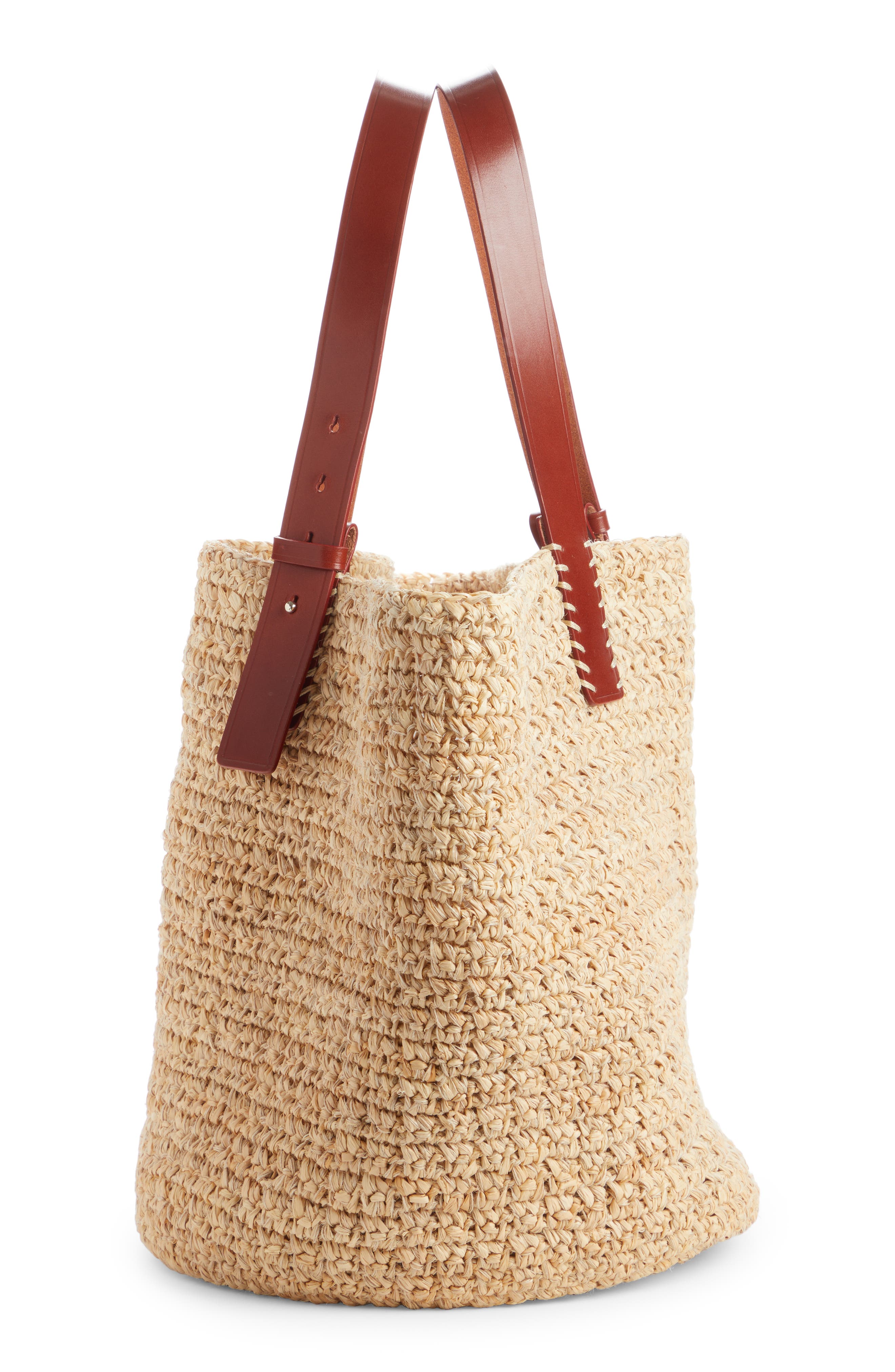 Chloé Medium Manuel Raffia Tote Bag, Alternate, color, Sepia Brown