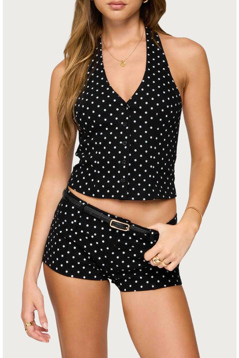 Bobbie Polka Dot Halter Top, Main, color, BLACK-AND-WHITE