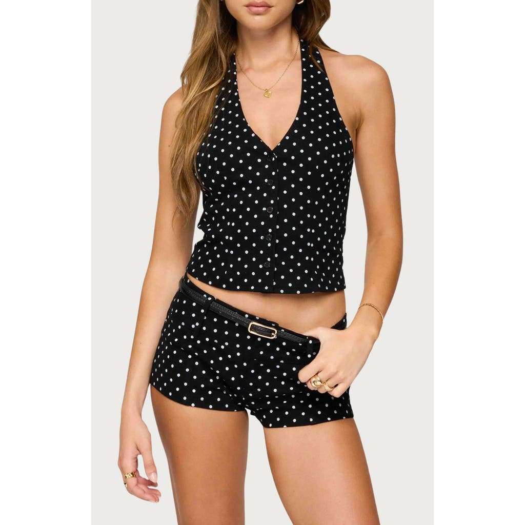 Edikted Bobbie Polka Dot Halter Top In Black