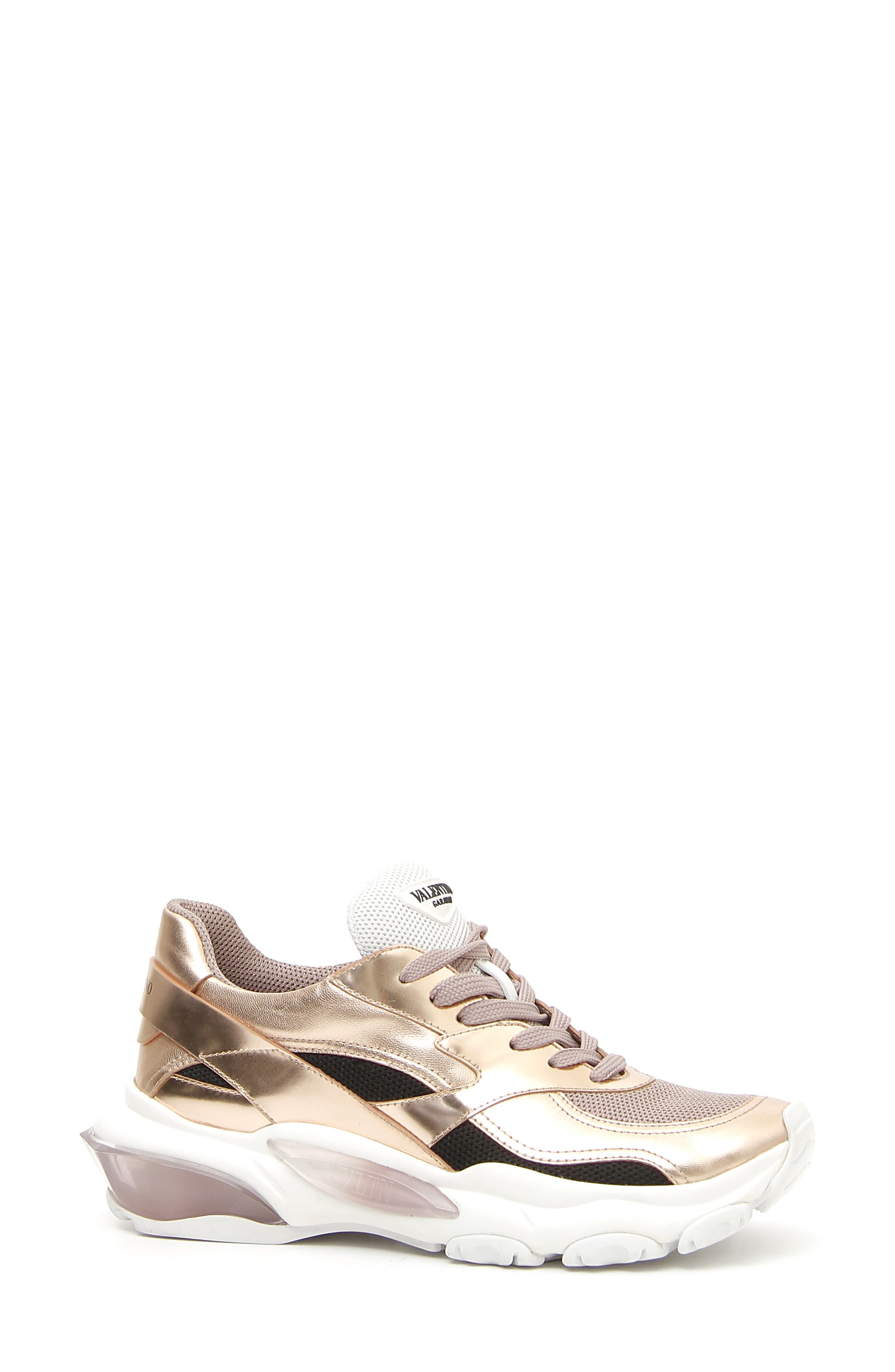 Garavani Bounce Low Top Sneaker, Main, color, GOLD/ POUDRE