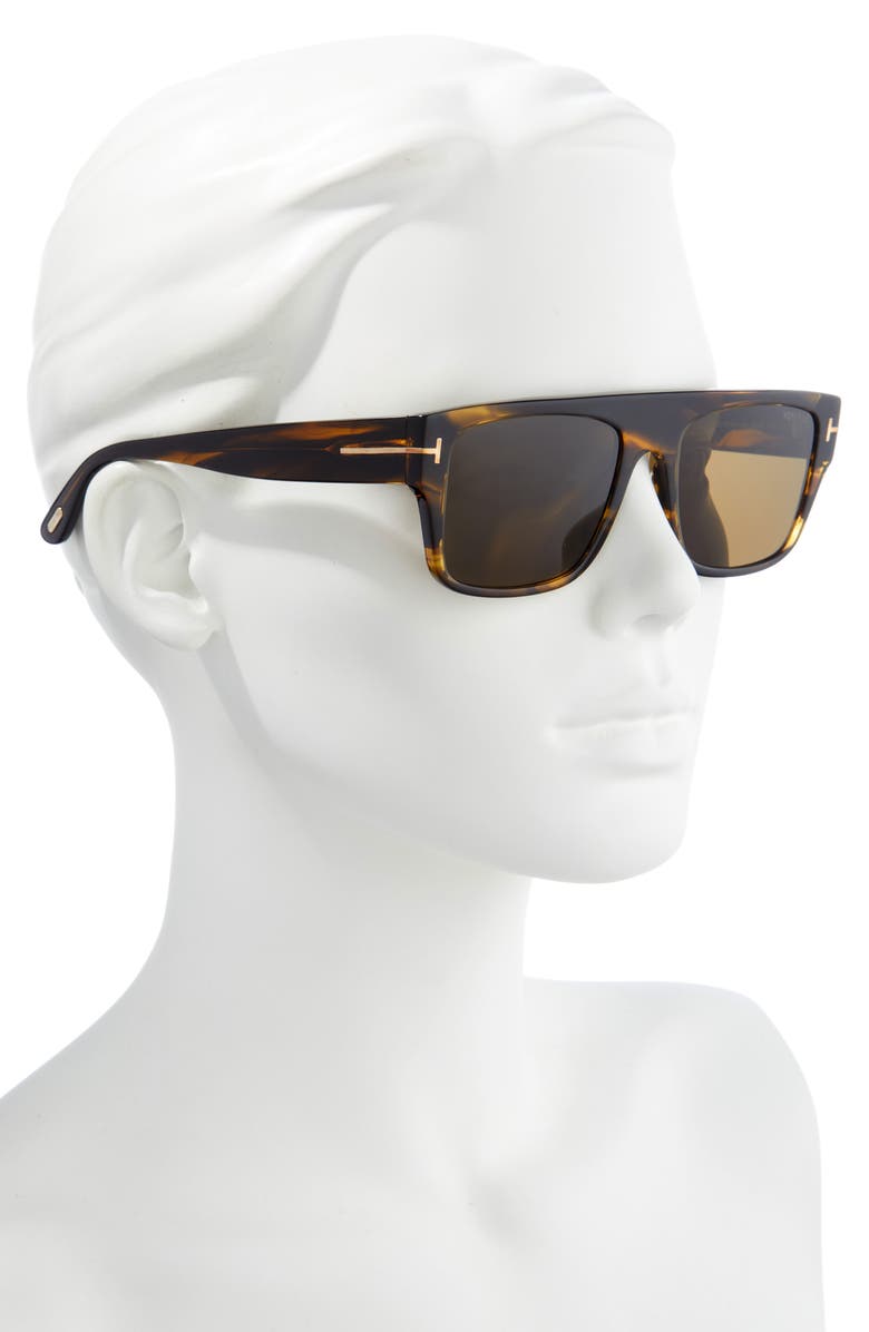 TOM FORD 55mm Rectangular Sunglasses, Alternate, color, Dbrno/Rovx