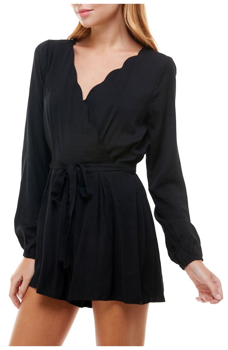 Row A Long Sleeve Scalloped Neck Romper | Nordstromrack