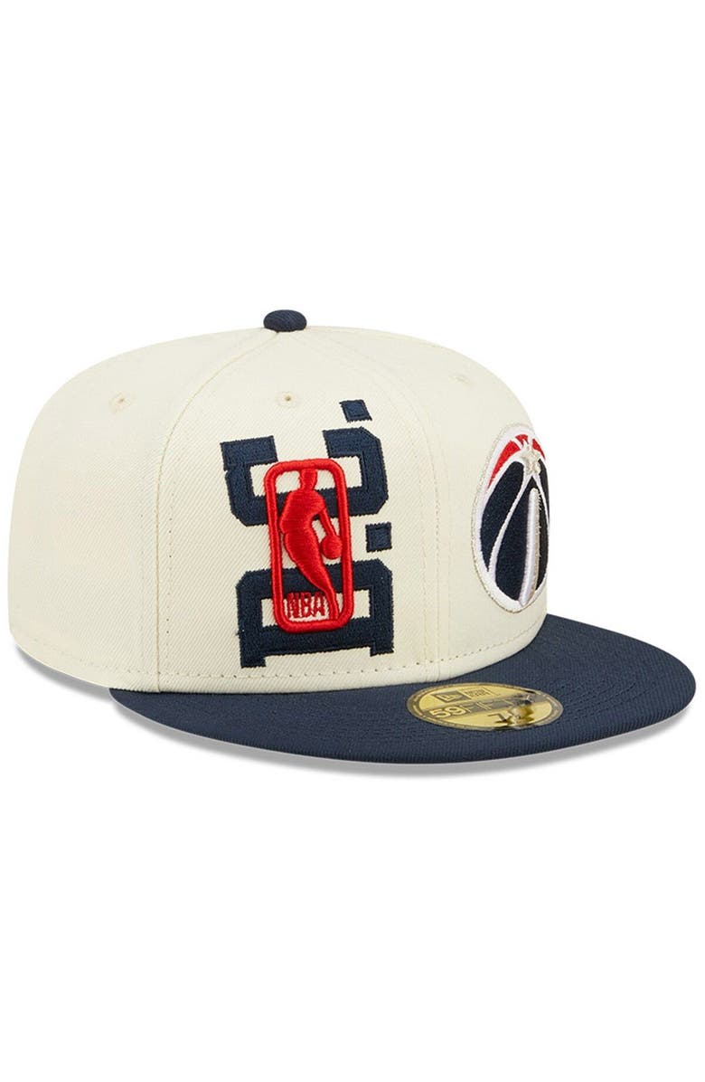 New Era Men's New Era Cream/Navy Washington Wizards 2022 NBA Draft 59FIFTY Fitted Hat, Alternate, color,