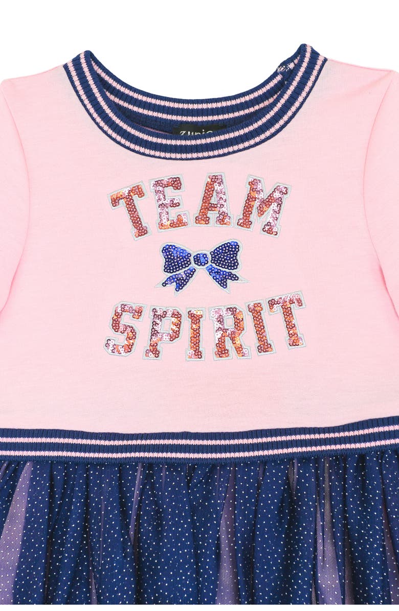 Zunie Kids' French Terry Sequin Team Spirit Dress, Alternate, color, Pink/ Ivory