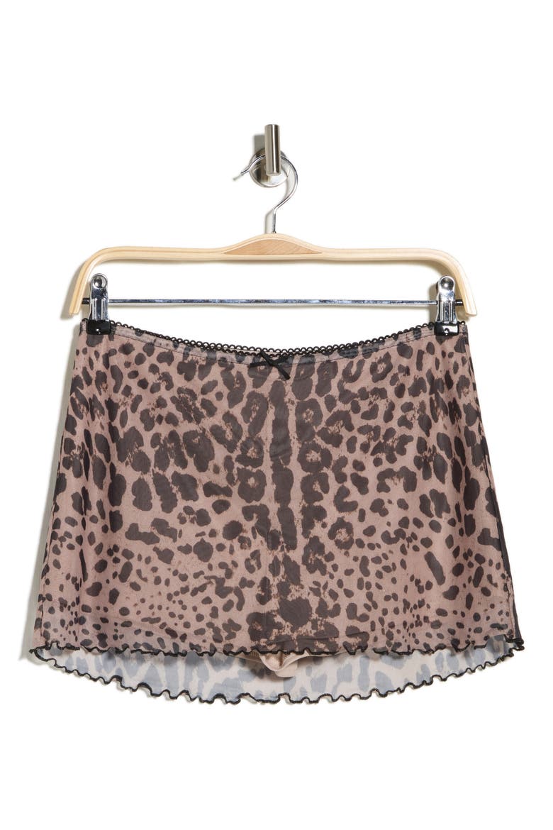 Animal Print Mesh Skirt, Alternate, color, TAUPE-BLACK