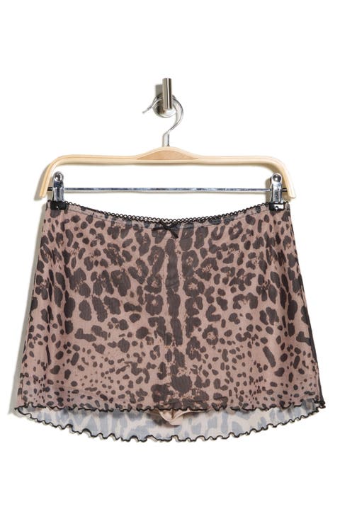 Animal Print Mesh Skirt