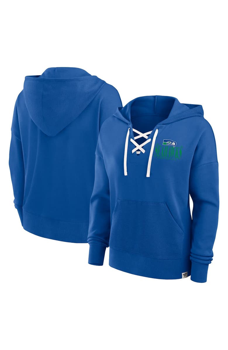 FANATICS Women's Fanatics Royal Seattle Seahawks Blitz Left Lace-Up Pullover Hoodie, Alternate, color, Royal