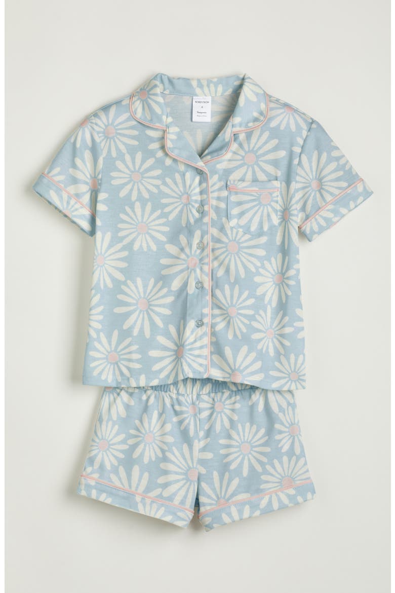 Kids' Print Two-Piece Short Pajamas, Main, color, BLUE DELICATE DAISY DAY
