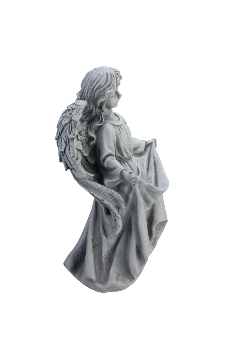 Northlight 16.5" Gray Angel Decorative Outdoor Garden Bird Feeder Statue, Alternate, color, Gray
