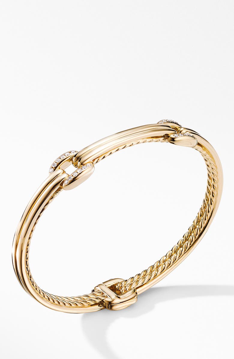 David Yurman Thoroughbred<sup>®</sup> Double Link Bracelet in 18K Yellow Gold with Diamonds, Alternate, color, 