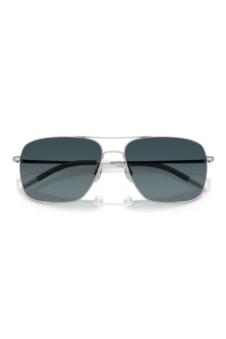 Clifton 58mm Polarized Gradient Rectangular Sunglasses, Alternate, color, SILVER / BLUE GRADIENT POLAR