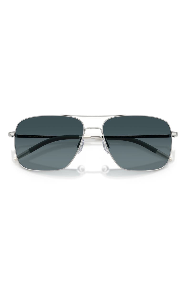 Oliver Peoples Clifton 58mm Polarized Gradient Rectangular Sunglasses, Alternate, color, Silver / Blue Gradient Polar