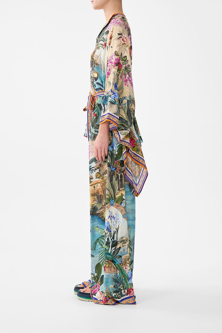 Button Through Scarf Blouse, Alternate, color, Bodrum Botanicals
