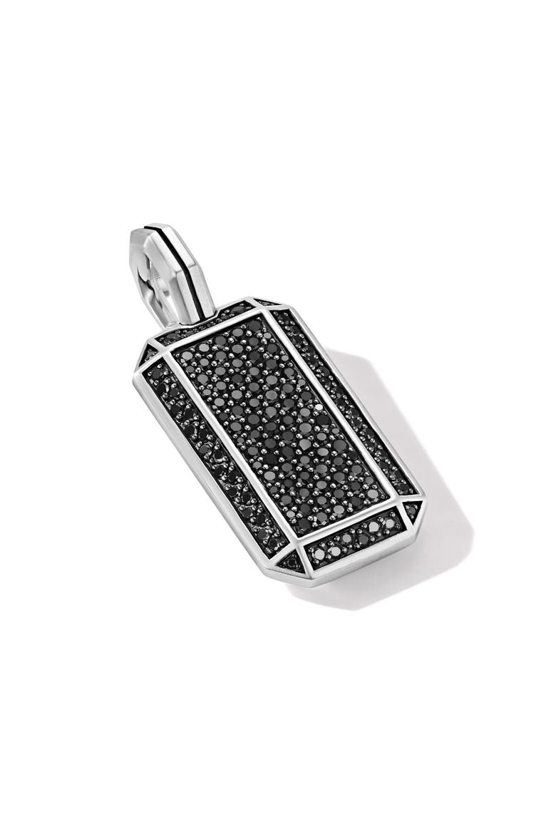 Deco Tag in Sterling Silver with Black Diamonds, Alternate, color, STERLING SILVER