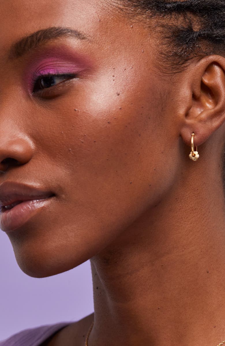 Estella Bartlett Multi Flower Beaded Hoop Earrings, Alternate, color, Gold