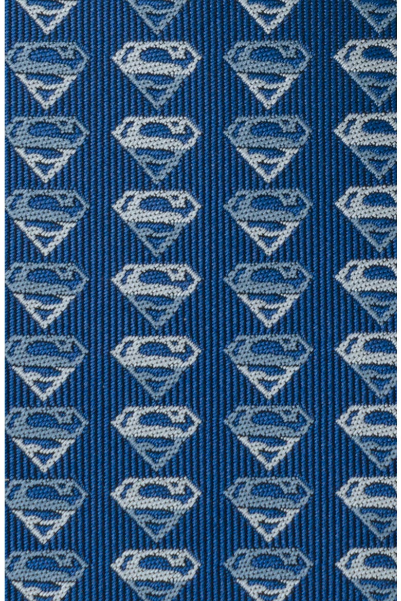 x DC Comics Superman Shield Silk Blend Tie, Alternate, color, BLUE