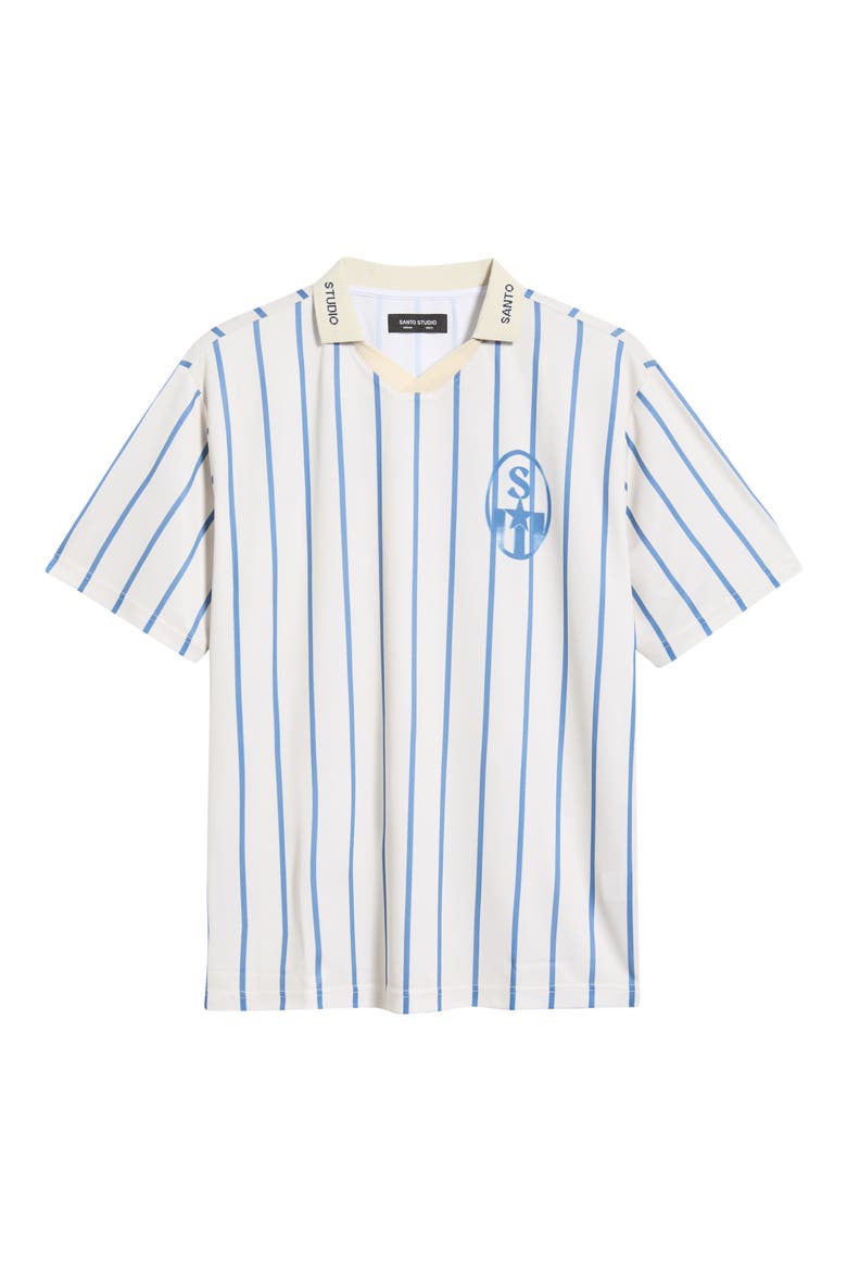 Worldwide Crest Striped Jersey Polo, Alternate, color, CREAM