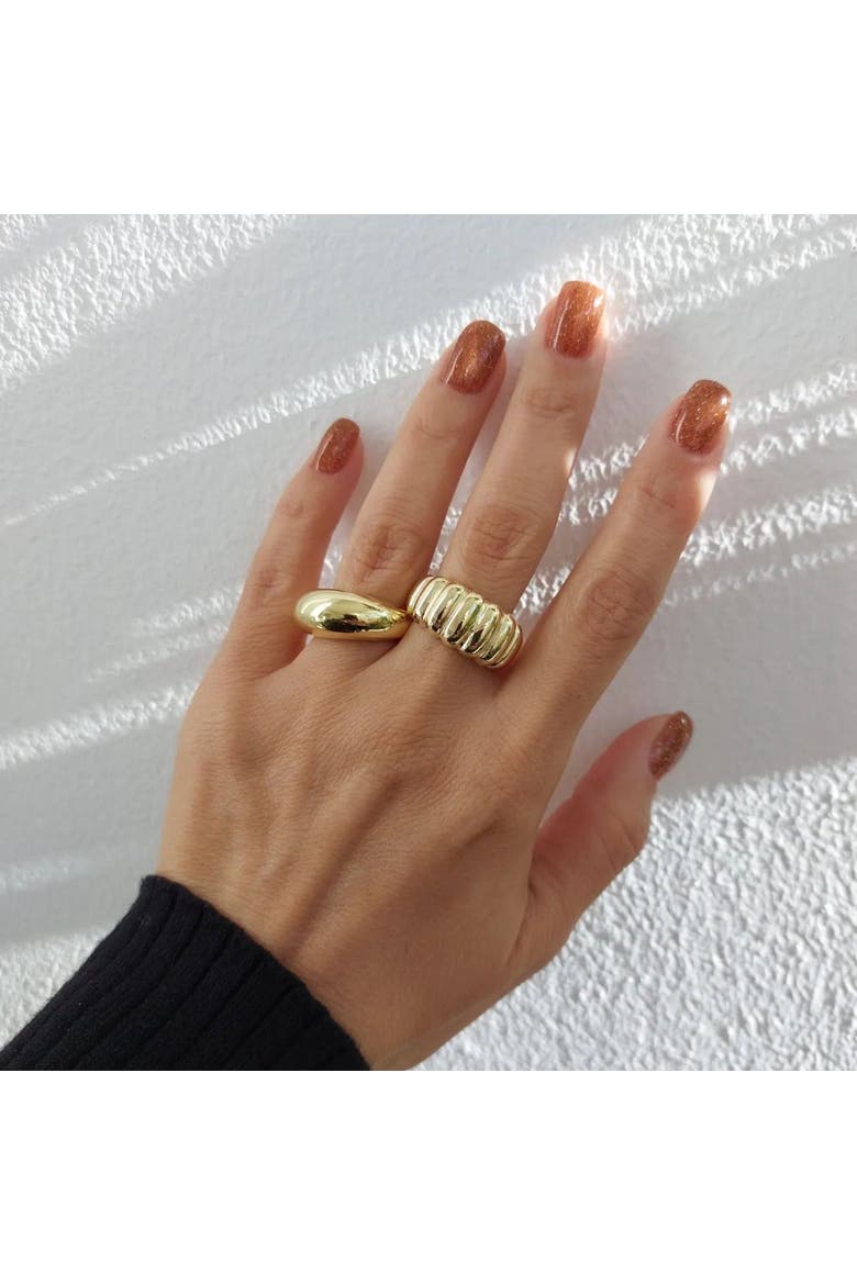Sterling Silver Dome Crescent Ring, Alternate, color, Gold