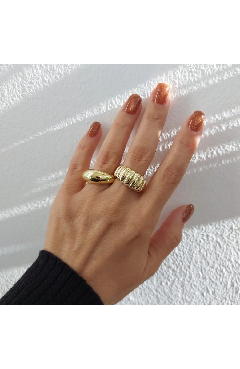 Spero London Sterling Silver Dome Crescent Ring, Alternate, color, Gold