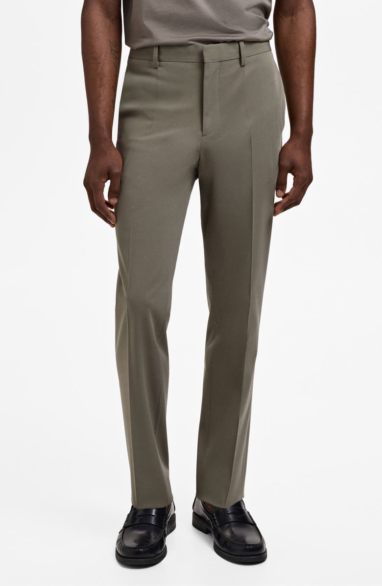 MANGO Super Slim Fit Stretch Suit Pants, Main, color, Green