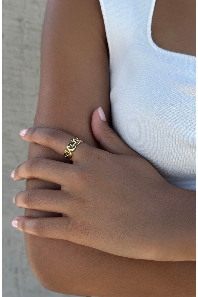 Grid Pattern Ring, Alternate, color, GOLD