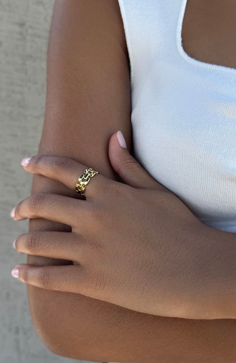 Adornia Grid Pattern Ring, Alternate, color, Gold