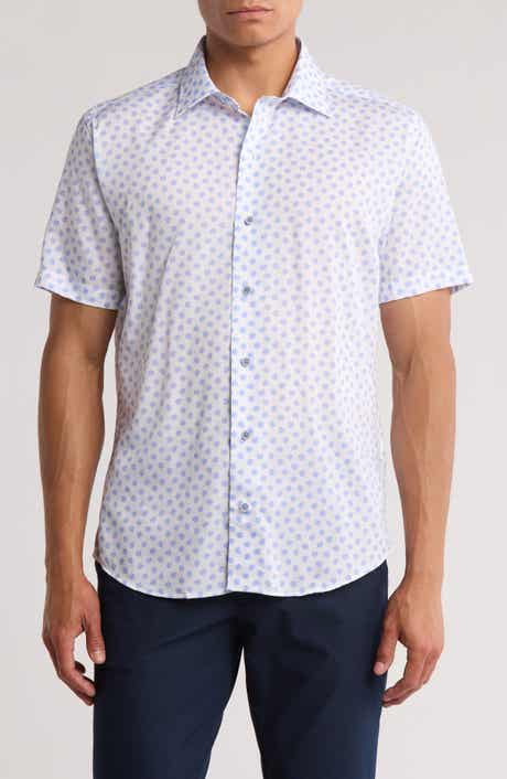 David Donahue Print Short Sleeve Sport Shirt