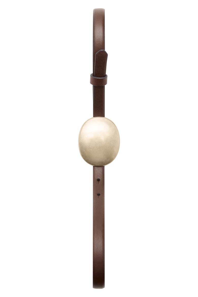 Rounded Buckle Leather Belt, Alternate, color, CHOCOLATE