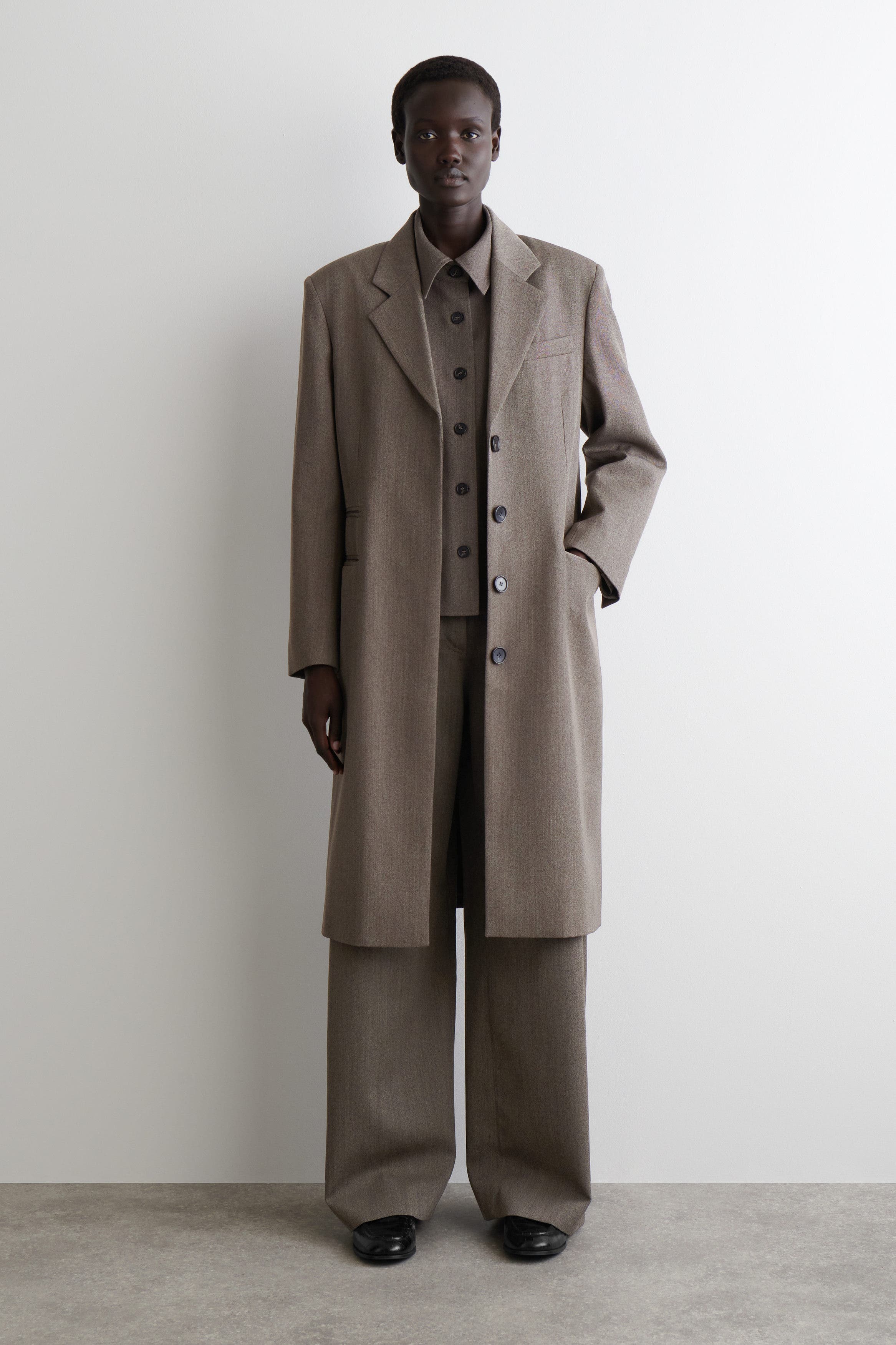 Regular Wool-Blend Wide-Leg Pants - image 3