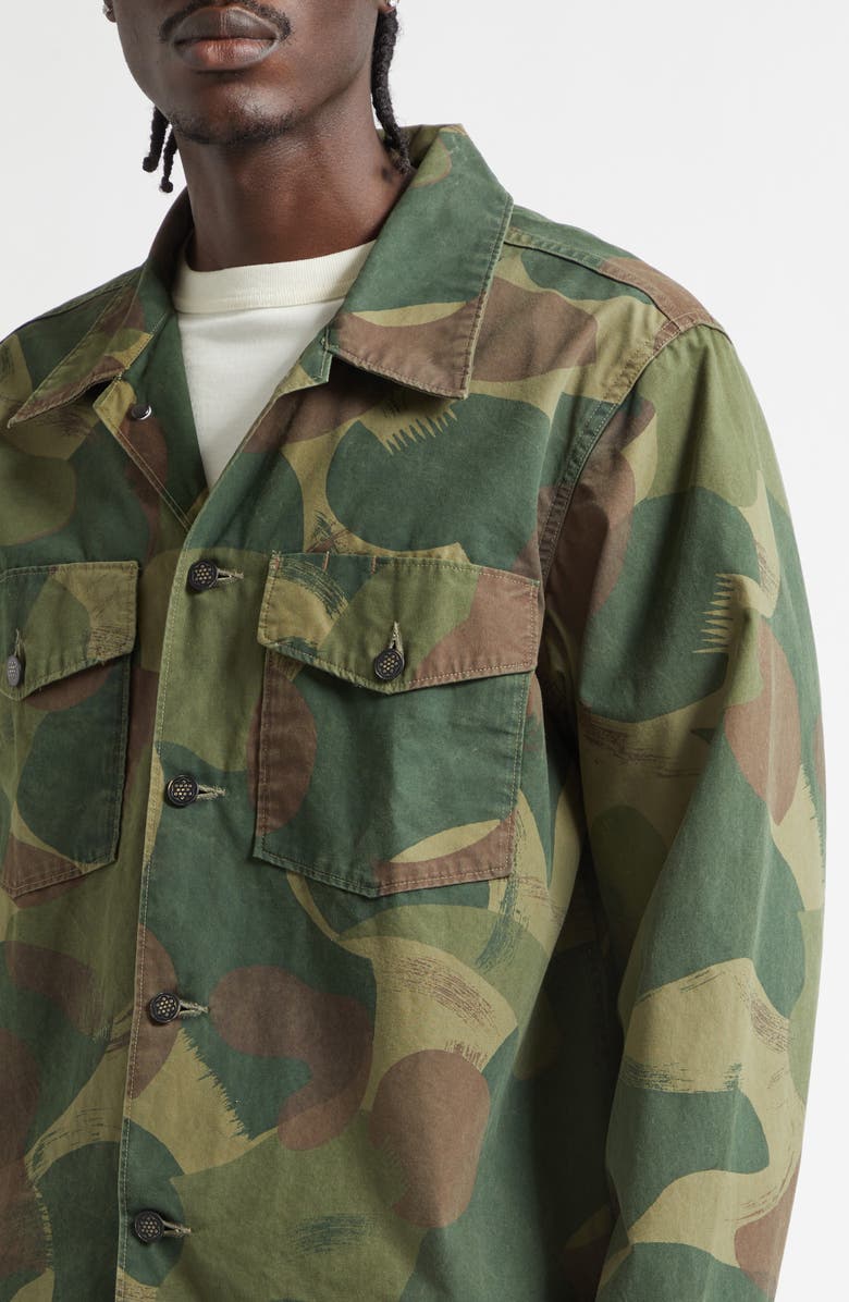 Double RL Camo Print Cotton Poplin Button-Up Overshirt, Alternate, color, Printed Camo