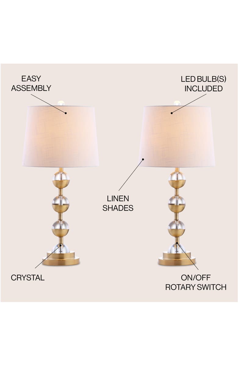 JONATHAN Y Avery 27.5" Crystal LED Table Lamp, Clear/Brass Gold, Alternate, color, Clear/Brass Gold