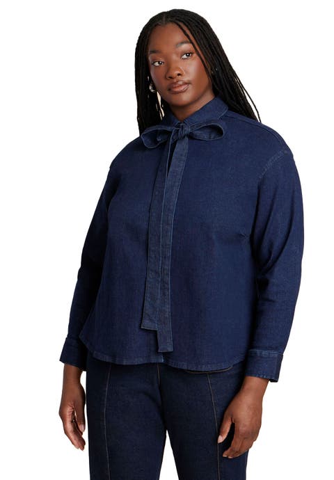 Denim Top With Bow Tie (Plus)