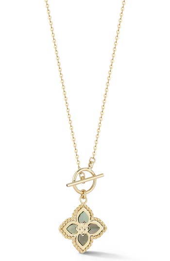 Ember Fine Jewelry 14k Yellow Gold Mother-of-pearl Clover Pendant Necklace