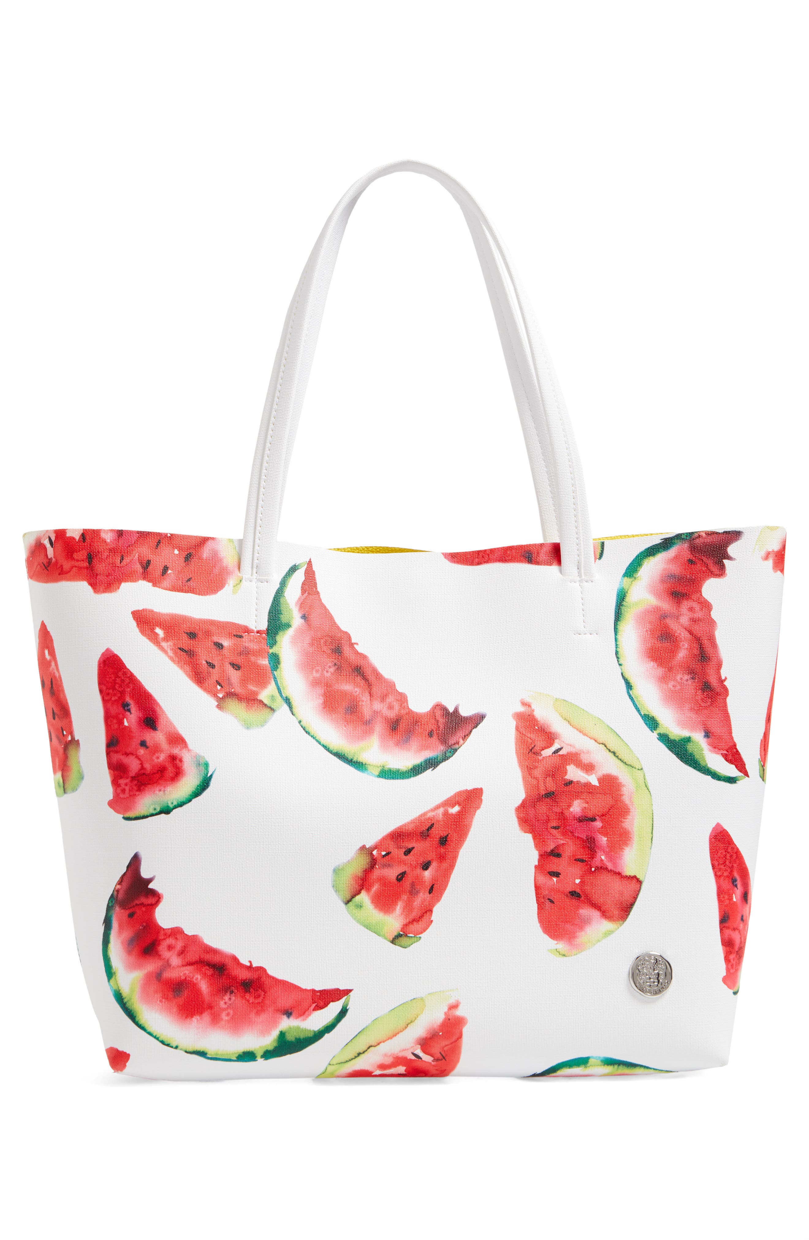 Maro Faux Leather Tote, Alternate, color, WATERMELON PRINT YELLOW