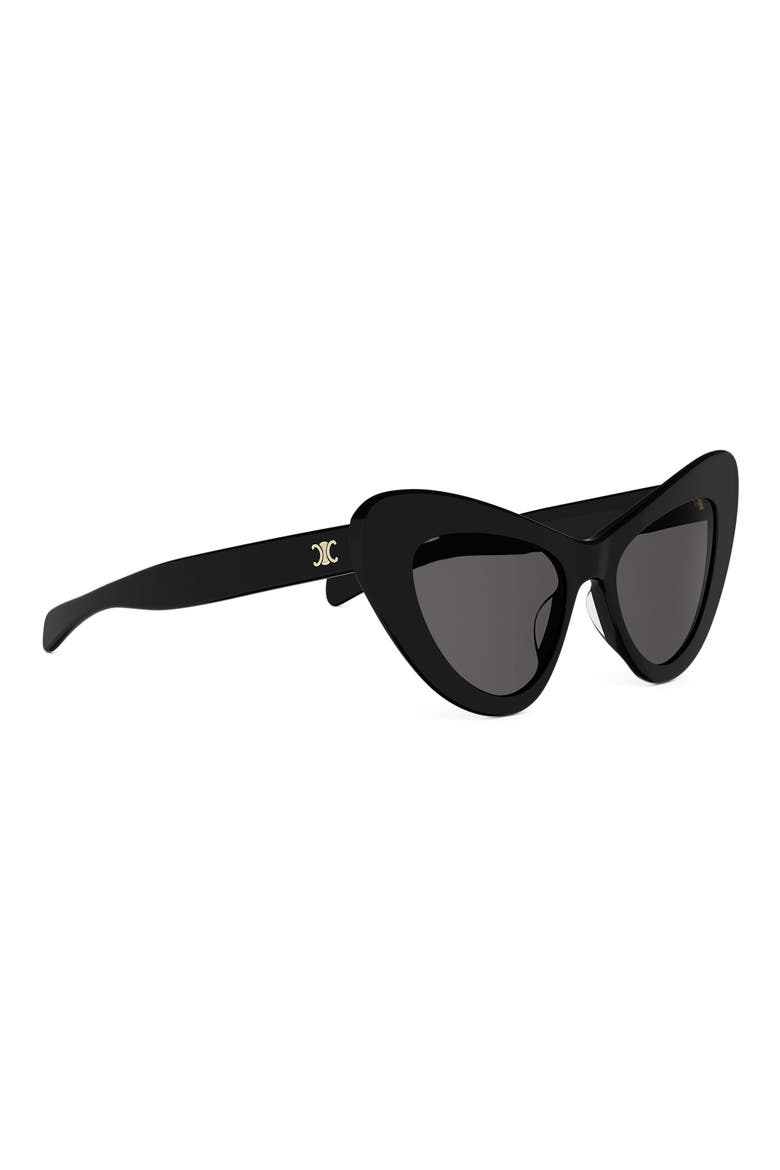 Triomphe 55mm Cat-Eye Sunglasses, Alternate, color, SHINY BLACK / SMOKE