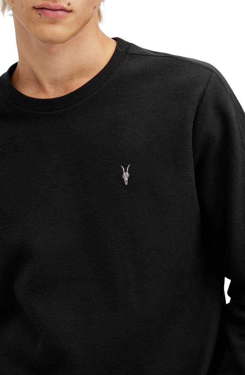 AllSaints Rowe Long Sleeve Waffle Knit T-Shirt, Alternate, color, Jet Black