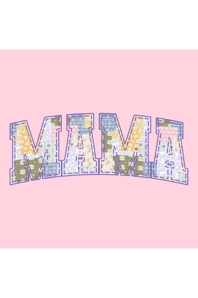 Junior's Disney Mama Collegiate Fabric Pattern  Graphic T-Shirt, Alternate, color, Light Pink