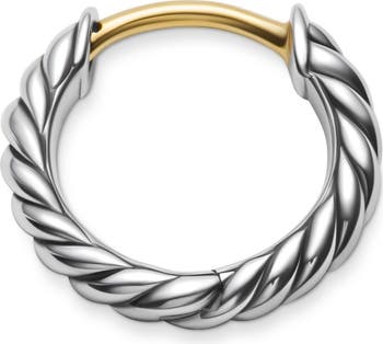Sculpted Cable Micro Huggie Hoop Earrings in Sterling Silver, 10.7mm