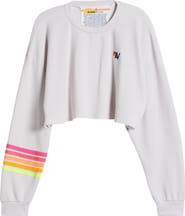 Aviator Nation Rugby Stitch Crop Sweatshirt