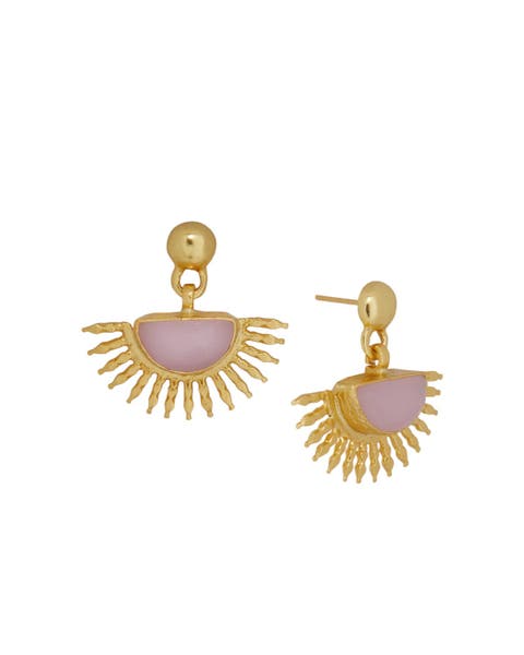 Sunrise Rose Quartz Drop Stud Earrings