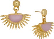 Ottoman Hands Sunrise Rose Quartz Drop Stud Earrings