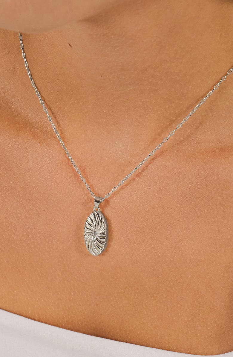 Sterling Forever Tarte Normande Cubic Zirconia Pendant Necklace, Alternate, color, Silver