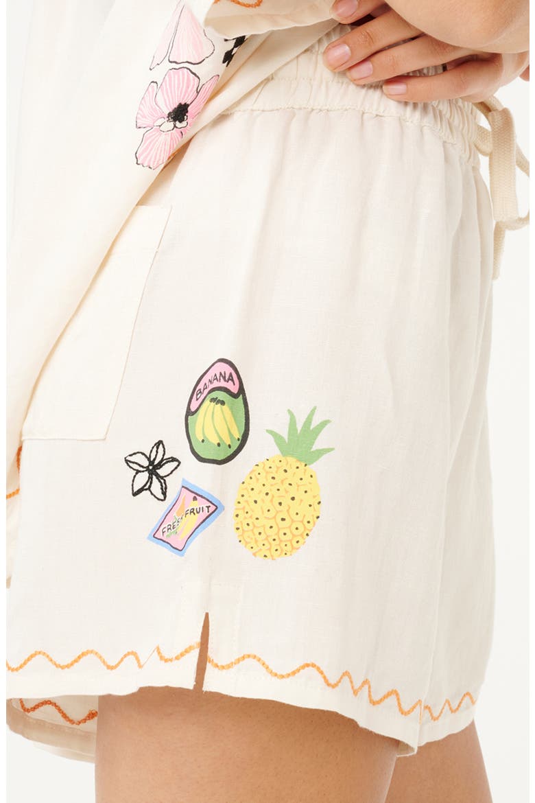 Sunset Embroidered Linen Blend Shorts, Alternate, color, SHELL