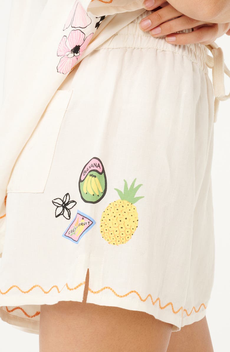 Rip Curl Sunset Embroidered Linen Blend Shorts, Alternate, color, Shell