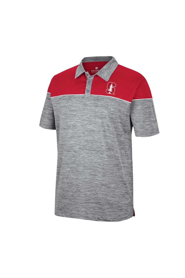 Men's Colosseum Heathered Gray/Cardinal Stanford Cardinal Birdie Polo, Alternate, color, Heather Gray