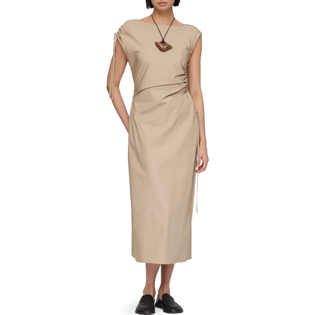 Lafayette 148 New York Gathered Organic Cotton Poplin Midi Dress